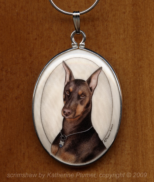 Doberman Scrimshaw Pendant