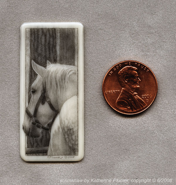 Percheron Horse Scrimshaw